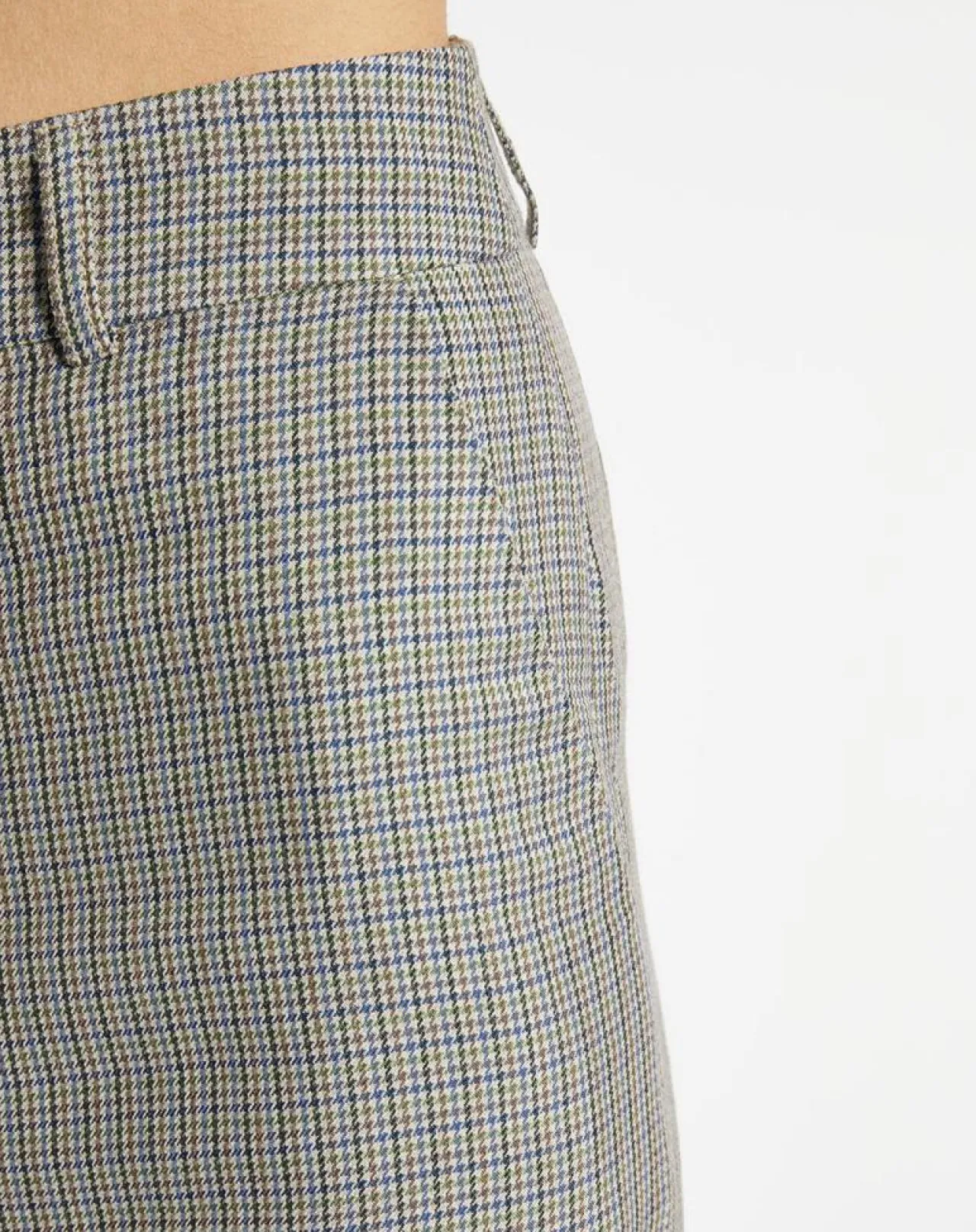 Pantalon large et fluide imprimé pied-de-poule bleu