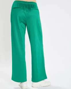 Pantalon large pinces taille élastique vert