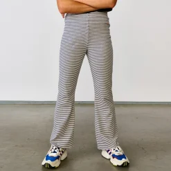 Pantalon legging flare Cumin rayé marine/écru