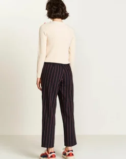 Pantalon Lou en Coton rayé noir