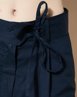 Pantalon paperbag en Coton Gregoria bleu marine