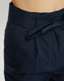 Pantalon paperbag en Coton Gregoria bleu marine