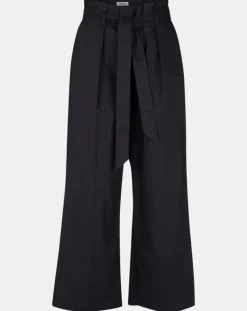 Pantalon paperbag en Coton Gregoria bleu marine