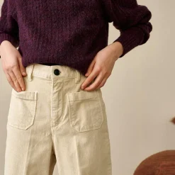 Pantalon Pepy en Velours de coton côtelé calcaire