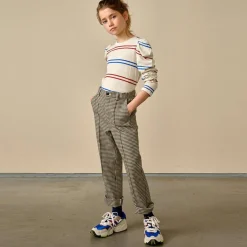 Pantalon Phiby 7/8 ème à carreaux taupe