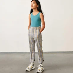 Pantalon Phiby en Coton mélangé 7/8 à carreaux gris