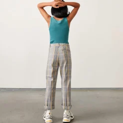 Pantalon Phiby en Coton mélangé 7/8 à carreaux gris