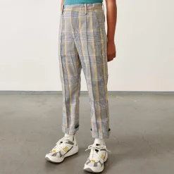 Pantalon Phiby en Coton mélangé 7/8 à carreaux gris