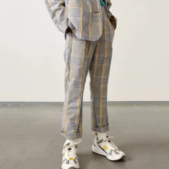 Pantalon Phiby en Coton mélangé 7/8 à carreaux gris