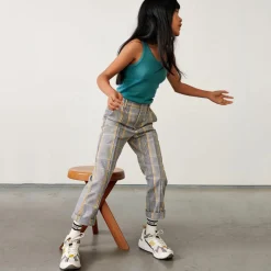 Pantalon Phiby en Coton mélangé 7/8 à carreaux gris