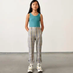 Pantalon Phiby en Coton mélangé 7/8 à carreaux gris