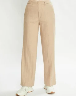 Pantalon Regular Fit en Laine mélangée Edie Text beige