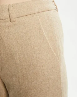 Pantalon Regular Fit en Laine mélangée Edie Text beige