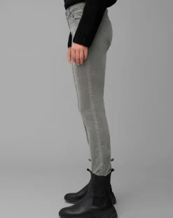 Pantalon slim Albi effet Velours gris clair