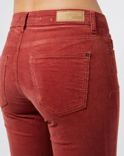 Pantalon Slim en velours côtelé à taille mi-haute rouge moyen