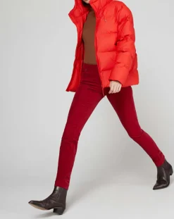 Pantalon slim en Velours fin Alby rouge foncé