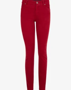 Pantalon slim en Velours fin Alby rouge foncé