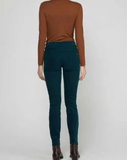 Pantalon slim en Velours fin Alby vert foncé