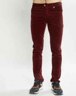 Pantalon Slim Fit en Coton Bio mélangé Velours Milleraies Ralston Corduroy bordeaux