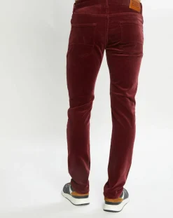 Pantalon Slim Fit en Coton Bio mélangé Velours Milleraies Ralston Corduroy bordeaux