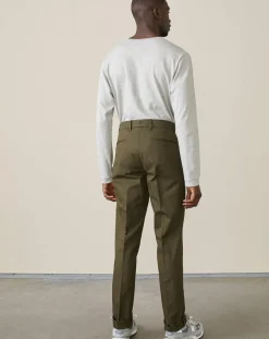 Pantalon slim Laine & Coton Porths olive