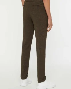 Pantalon Slim Smart Business imprimé chevrons marron