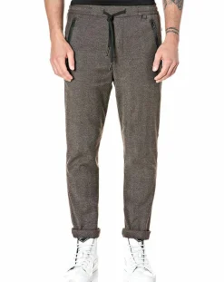 Pantalon Slim Smart Business imprimé chevrons marron