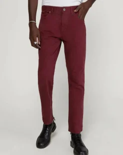 Pantalon stretch droit 5 poches bordeaux