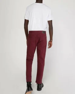 Pantalon stretch droit 5 poches bordeaux