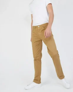 Pantalon stretch droit 5 poches beige