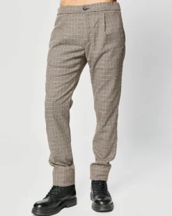 Pantalon Tailorded imprimé pied-de-poule marron