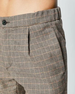 Pantalon Tailorded imprimé pied-de-poule marron