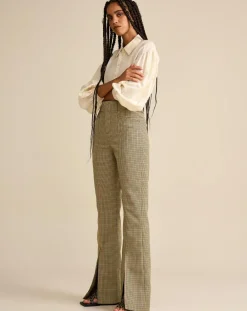 Pantalon Vertige pied-de-poule beige