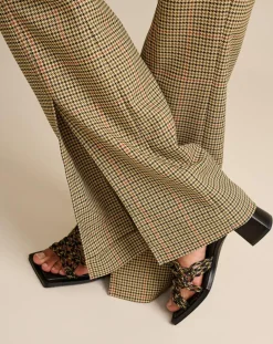 Pantalon Vertige pied-de-poule beige