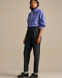 Pantalon Villa à carreaux gris foncé