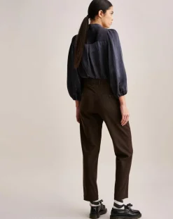 Pantalon Villa imprimé vichy marron