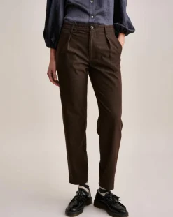 Pantalon Villa imprimé vichy marron