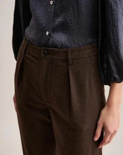 Pantalon Villa imprimé vichy marron