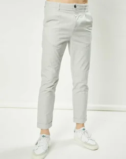 Pantalon Vitalien micro rayures blanc/bleu