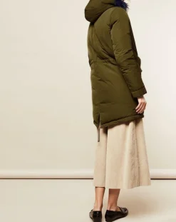 Parka avec intérieur en Fourrure de Lapin Olivia kaki/bleu