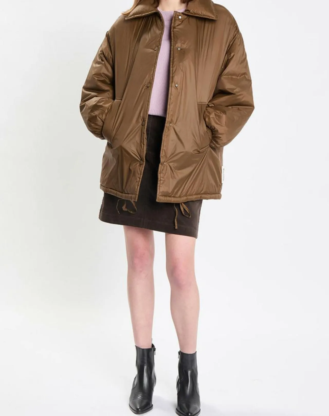 Parka boutons nylon marron