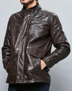 Parka en Cuir Aron marron