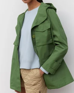 Parka Gr Poches Coton Bio Zip kaki