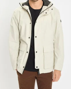 Parka Légère à Capuche Mesh écrue