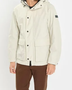 Parka Légère à Capuche Mesh écrue