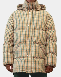 Parka Puffer oversize à carreaux multicolore
