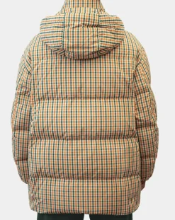 Parka Puffer oversize à carreaux multicolore