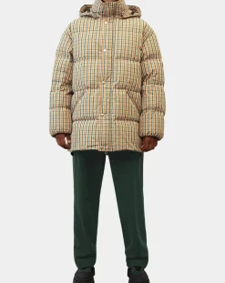 Parka Puffer oversize à carreaux multicolore