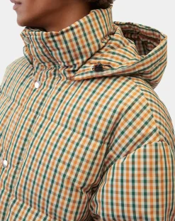 Parka Puffer oversize à carreaux multicolore