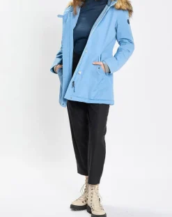 Parka Thermor à capuche fausse fourrure bleue